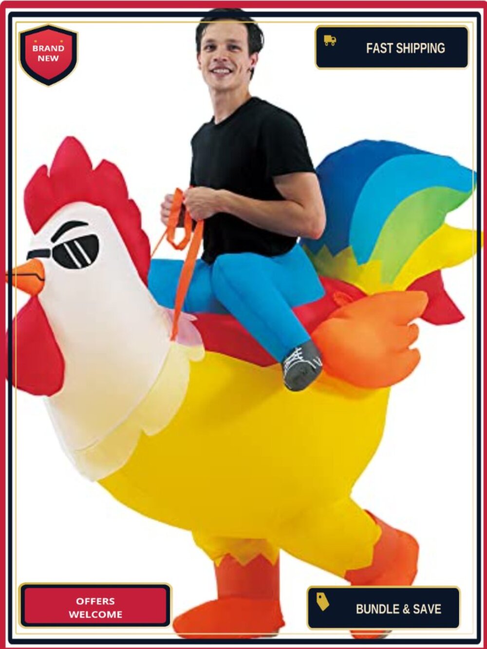 Adult Inflatable Rooster Costume Blow Up Suit Halloween Cosplay